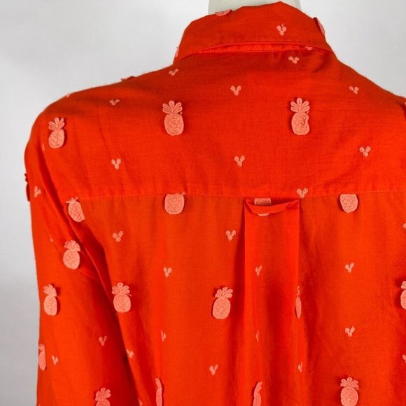 Anthropologie Maeve Classic Embroidered Blouse Women 10 NWOT Pineapple Shirt Top - Picture 11 of 16